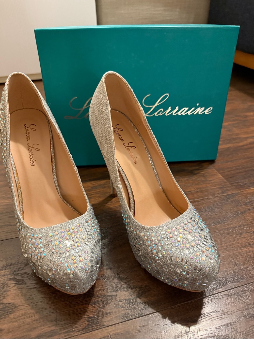 Lauren Lorraine Silver Crystal Embellished High Heels